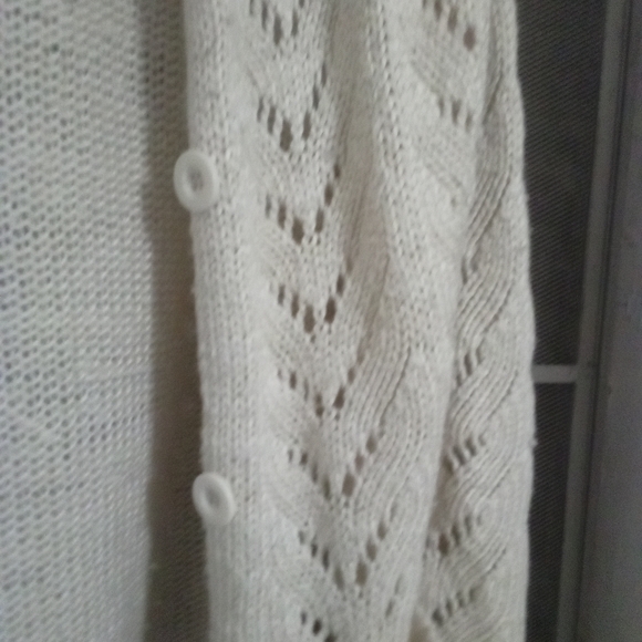 Cecico white & Beige Knit Cardigan Sweater granny common, warm soft traditional - Picture 5 of 10